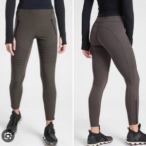 Athleta HYBRID MOTO TIGHTS ARBOR OLIVE. SIZE 8